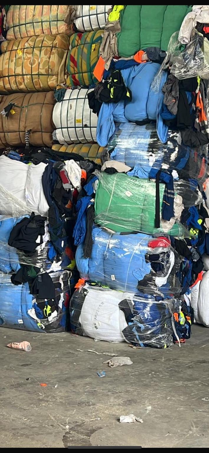 Clothing bales and wholesale stock at the sourcing warehouse